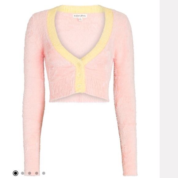 FOR LOVE & LEMONS pink Sheila Cropped Cardigan sweater - Picture 3 of 11